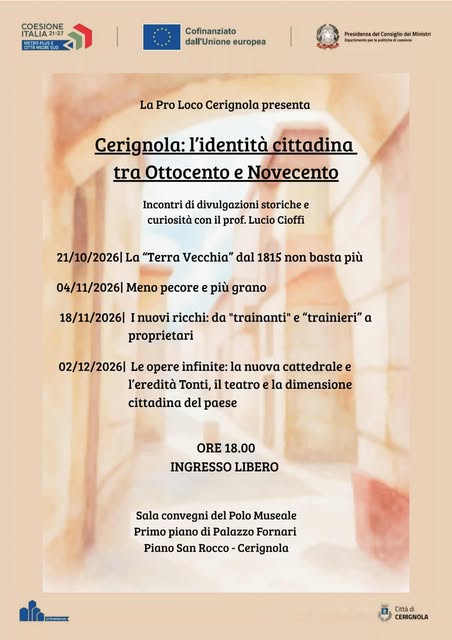 Locandina di Cerignola: l'identità cittadina tra Ottocento e Novecento