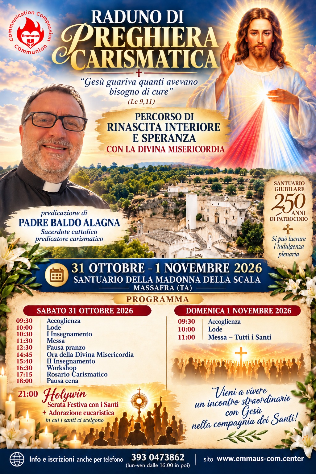 Locandina di Raduno di preghiera carismatica: percorso di rinascita interiore e speranza con la Divina Misericordia
